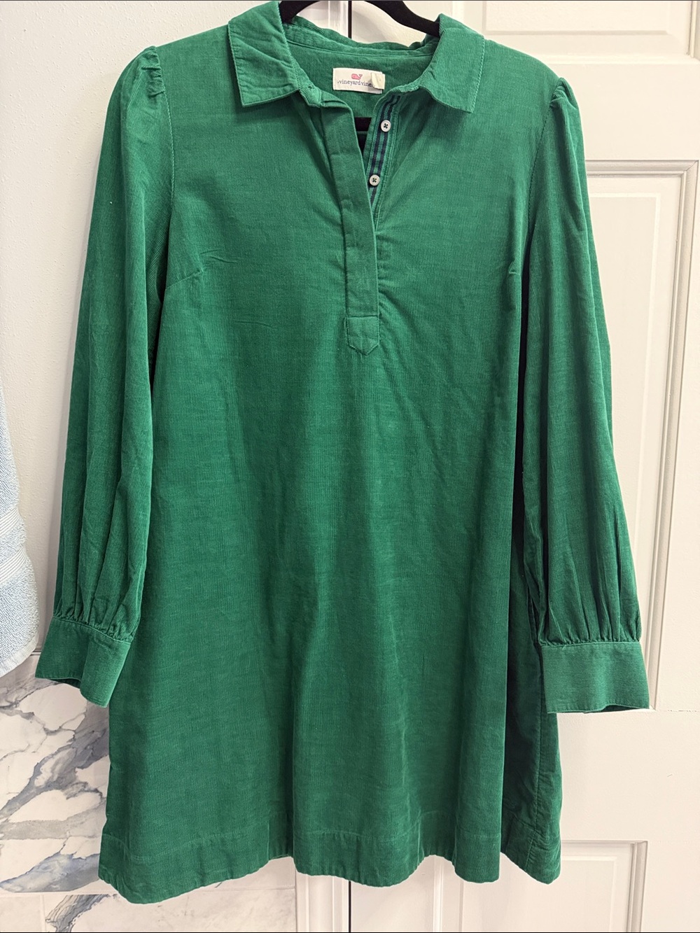 Vineyard Vines Emerald Green Corduroy Polo swing dress
